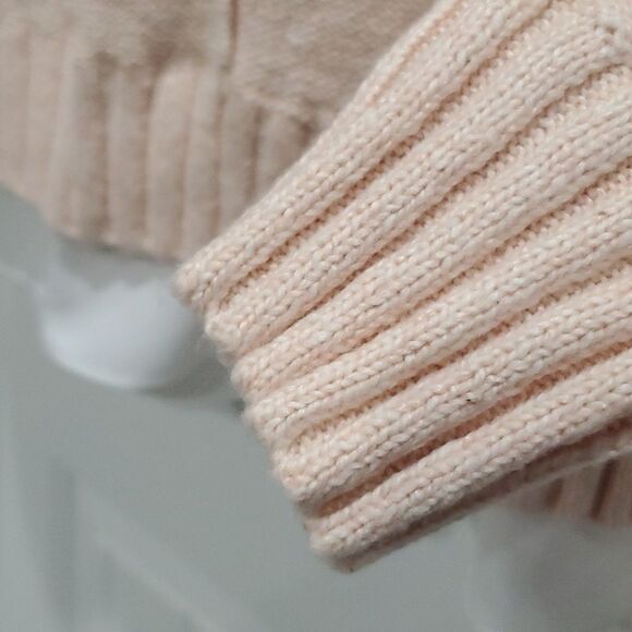 Lauren Ralph Lauren Pull Over Peach Cardigan, Faux Collar, Size Medium - Picture 9 of 9
